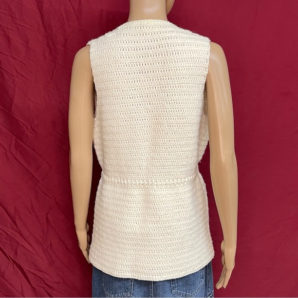 Vintage 1970's Handmade Crochet Vest With Pockets Medium/Large - Picture 4 of 5